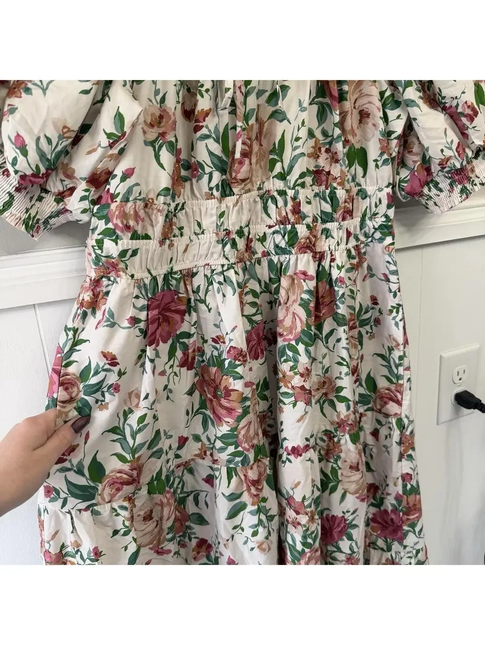 Anthropologie Somerset Puff Sleeve Maxi Dress Floral Cottage NWT $168 Sz MP - Picture 5 of 7